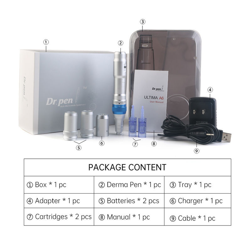 Dr Pen Potente Ultima A6 Microneedle Dermapen Meso Recargable con fuente de alimentación inalámbrica y cableada