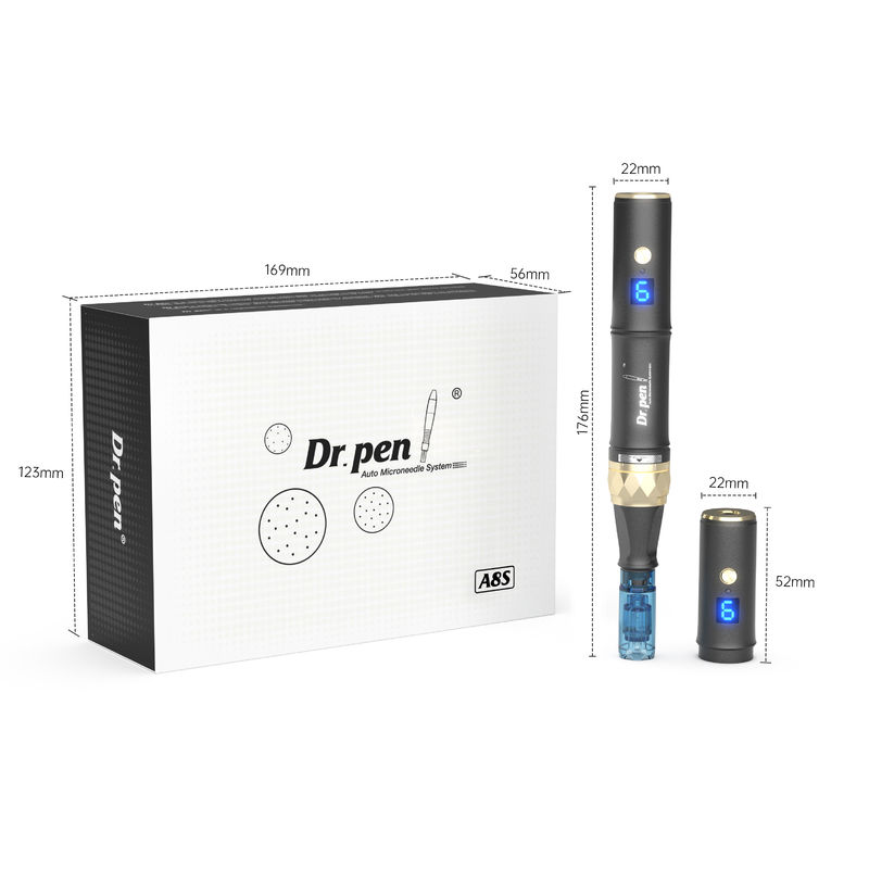 Dr pen A8s Negro Dermapen 2023 Último dispositivo de rejuvenecimiento de la piel inalámbrico digital de 6 niveles para la cabeza