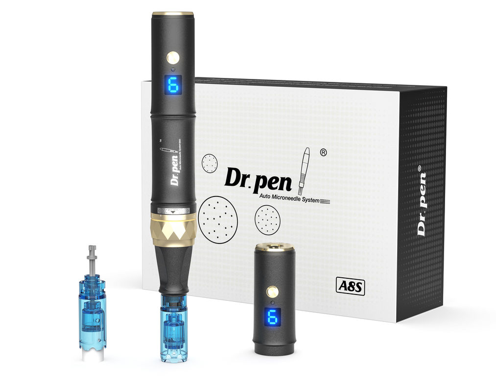 Dr pen A8s Negro Dermapen 2023 Último dispositivo de rejuvenecimiento de la piel inalámbrico digital de 6 niveles para la cabeza