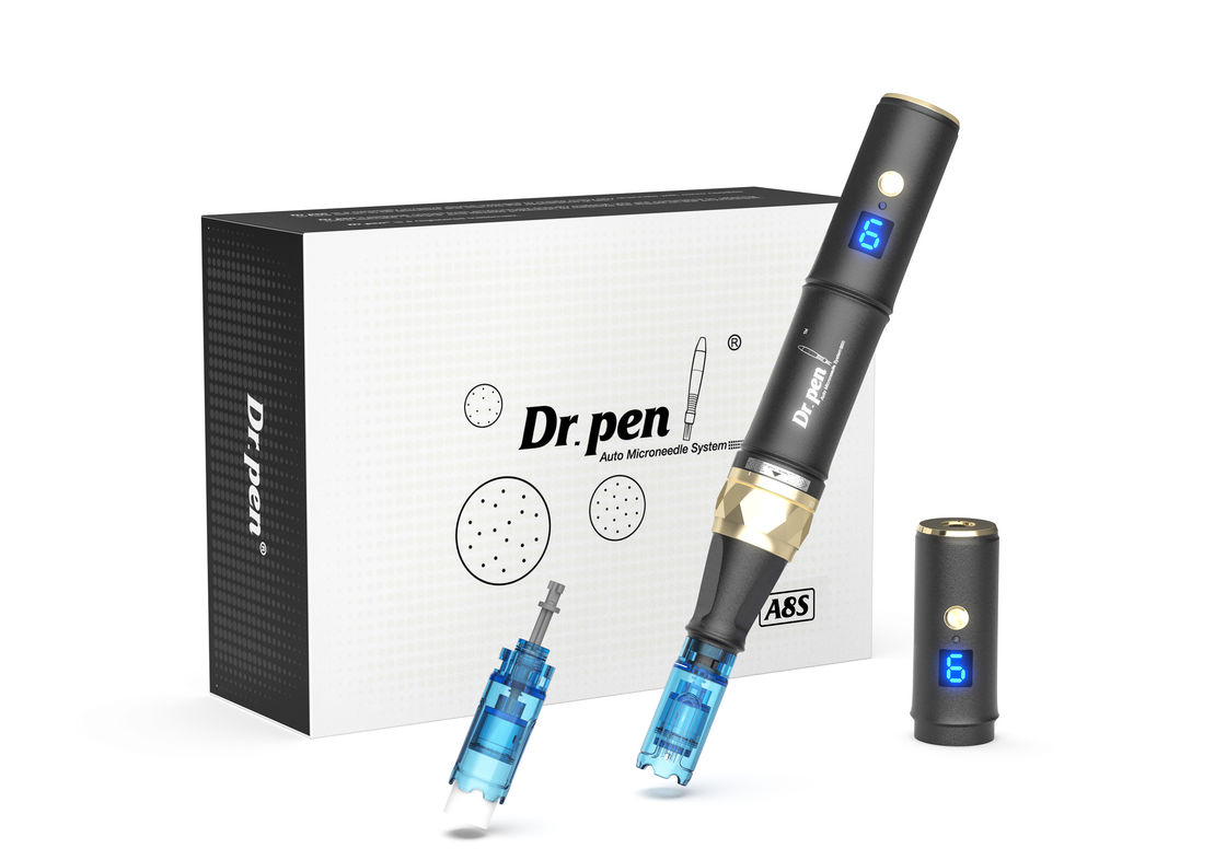 Dr pen A8s Negro Dermapen 2023 Último dispositivo de rejuvenecimiento de la piel inalámbrico digital de 6 niveles para la cabeza