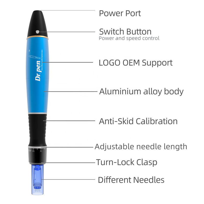 400 mAh Batería Dr. Pluma A1W Pluma eléctrica multifuncional para el rostro Micro-aguja luminosa Pluma dérmica inalámbrica