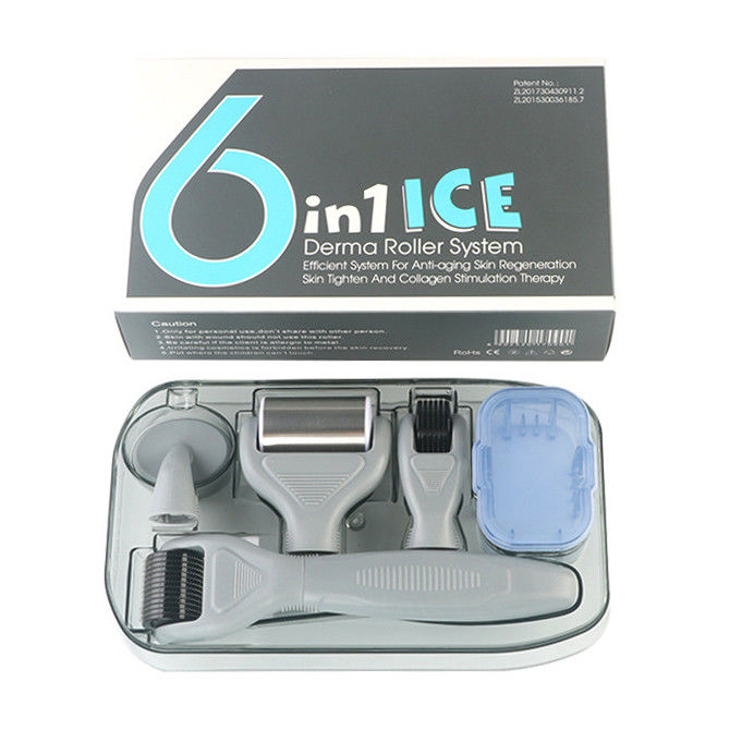 PC profesional de la mano médica ICE Derma Roller desmontable 6 en 1 para el rejuvenecimiento de la piel