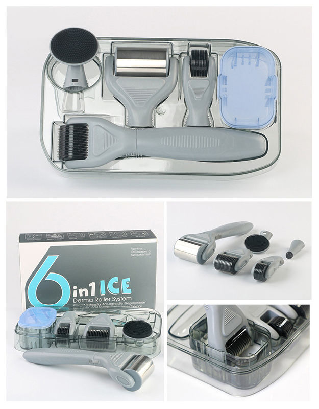 PC profesional de la mano médica ICE Derma Roller desmontable 6 en 1 para el rejuvenecimiento de la piel