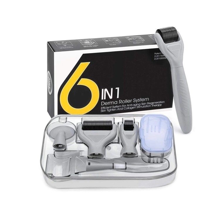 Sistema de rodadura de derma y material de la aguja de acero inoxidable / titanio 6 en 1 Derma Roller