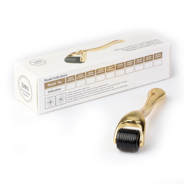 Inicio NO Enchufes Tipo 540-pin Derma Roller con manijas de color oro Rejuvenecimiento de la piel