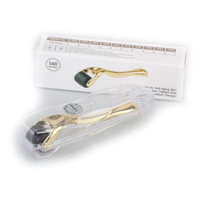 Inicio NO Enchufes Tipo 540-pin Derma Roller con manijas de color oro Rejuvenecimiento de la piel
